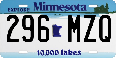 MN license plate 296MZQ