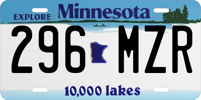 MN license plate 296MZR