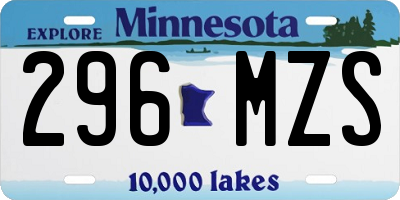 MN license plate 296MZS