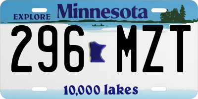 MN license plate 296MZT