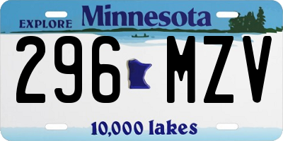 MN license plate 296MZV