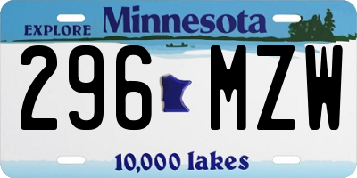 MN license plate 296MZW