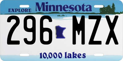 MN license plate 296MZX