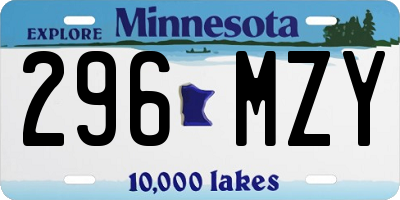 MN license plate 296MZY