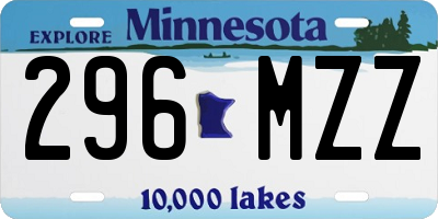 MN license plate 296MZZ