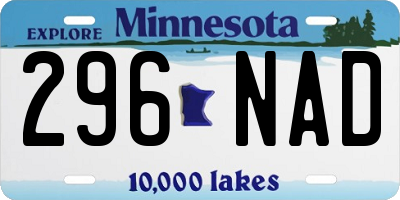 MN license plate 296NAD