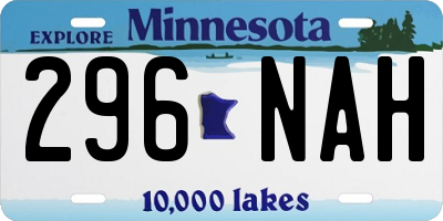 MN license plate 296NAH
