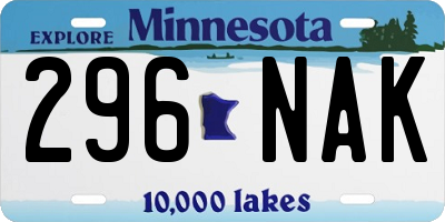 MN license plate 296NAK