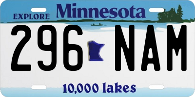 MN license plate 296NAM