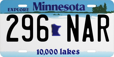 MN license plate 296NAR