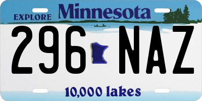 MN license plate 296NAZ
