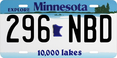 MN license plate 296NBD
