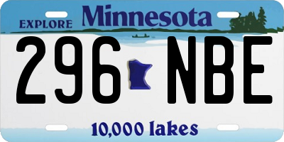 MN license plate 296NBE
