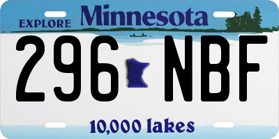 MN license plate 296NBF