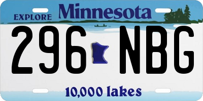 MN license plate 296NBG