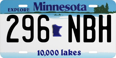 MN license plate 296NBH