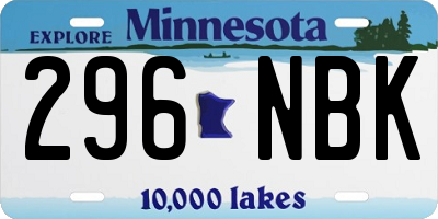 MN license plate 296NBK