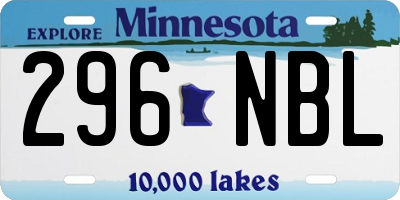 MN license plate 296NBL