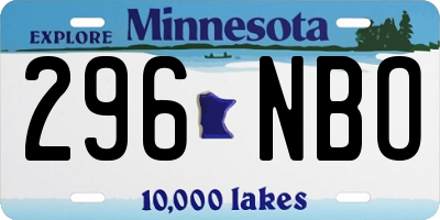 MN license plate 296NBO
