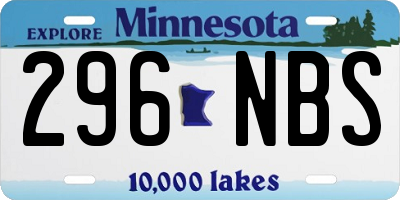 MN license plate 296NBS
