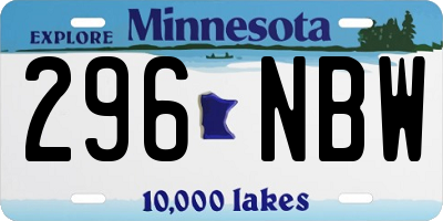 MN license plate 296NBW