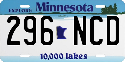 MN license plate 296NCD
