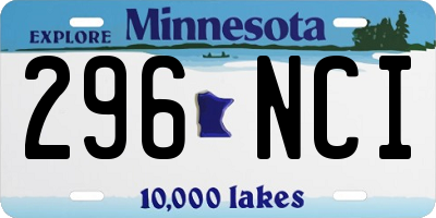 MN license plate 296NCI
