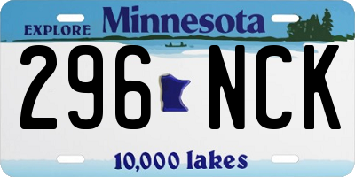 MN license plate 296NCK
