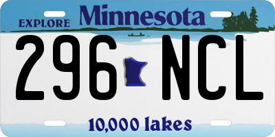 MN license plate 296NCL