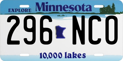 MN license plate 296NCO