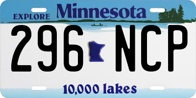 MN license plate 296NCP