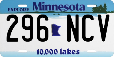 MN license plate 296NCV