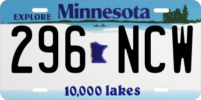 MN license plate 296NCW