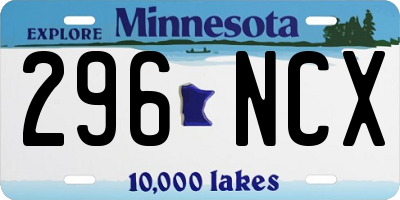 MN license plate 296NCX