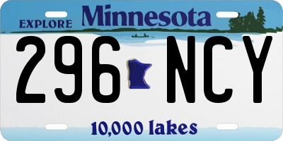 MN license plate 296NCY