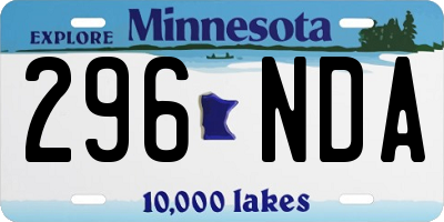 MN license plate 296NDA