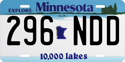 MN license plate 296NDD