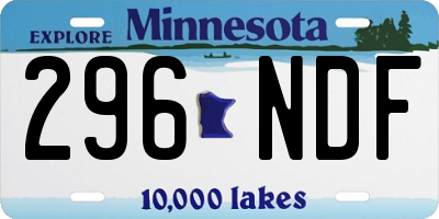 MN license plate 296NDF