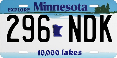 MN license plate 296NDK