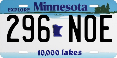 MN license plate 296NOE