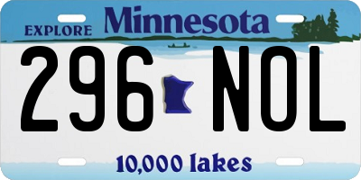 MN license plate 296NOL