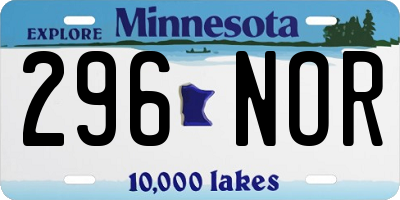 MN license plate 296NOR