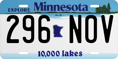 MN license plate 296NOV