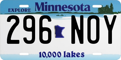 MN license plate 296NOY