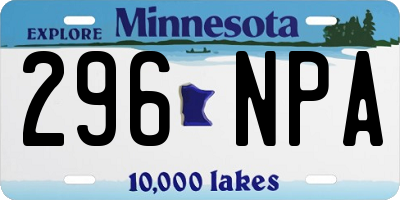 MN license plate 296NPA