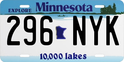 MN license plate 296NYK