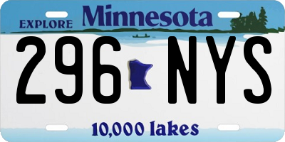 MN license plate 296NYS