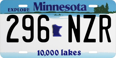 MN license plate 296NZR