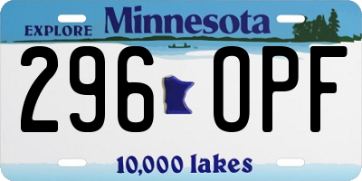MN license plate 296OPF