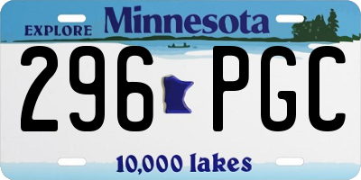 MN license plate 296PGC